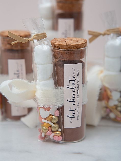 Hot Chocolate Wedding, Hot Chocolate Wedding Favors, Hot Chocolate Favors, Diy Hot Chocolate, Fancy Sprinkles, Chocolate Labels, Hot Chocolate Gifts, Hot Chocolate Gift, Chocolate Wedding Favors