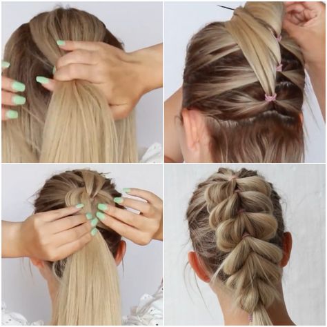 Another Day Another Braid - Pull through braid - step by step! How To Pull Through Braid Tutorials, Easy Pull Through Braid Hair Tutorials, Pull Through Braid Tutorial Step By Step, Pull Through Braid Tutorial, Chunky Pull Through Braid, Pull Through Braid Pigtails Tutorial, Braids Step By Step, Stylish Ponytail, Feminine Hairstyles