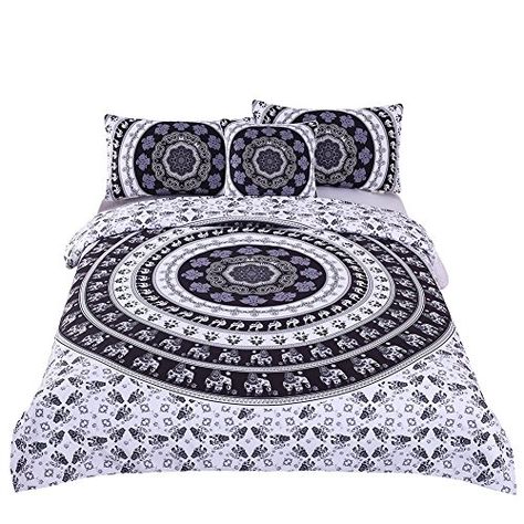 Duvet Cover From Amazon *** Want to know more, click on the image.Note:It is affiliate link to Amazon. Elephant Bedding, Duvet Covers Bohemian, Mandala Bedding, White Bed Set, Modern Duvet, Bohemian Bedding, Striped Duvet, Twin Bed Sets, Quilted Duvet