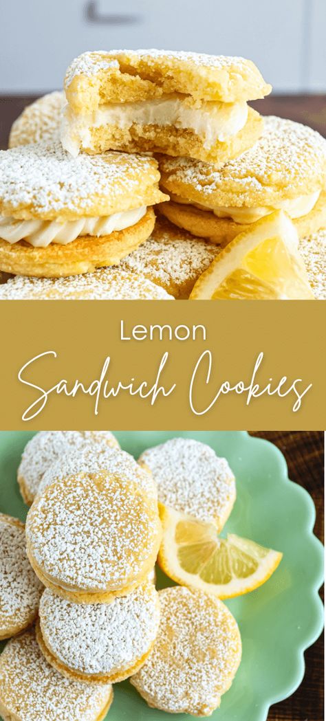 Lemon Sandwich Cookies - Yummy and fully Polish Lemon Sandwich Tea Cookies, Lemon Sandwich Cookies Recipe, Limoncello Cookies, Lobster Alfredo, Lemon Sandwich Cookies, Easy Donut Recipe Baked, Lemon Sandwich, Lemon Heaven, Cream Filled Cookies