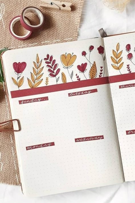 September Weekly Spread, Weekly Spread Ideas, Bu Jo, Journal Weekly, Bujo Planner, Bullet Journal Paper, Bullet Journal Weekly Spread, Bullet Journal Mood, Bullet Journal Aesthetic