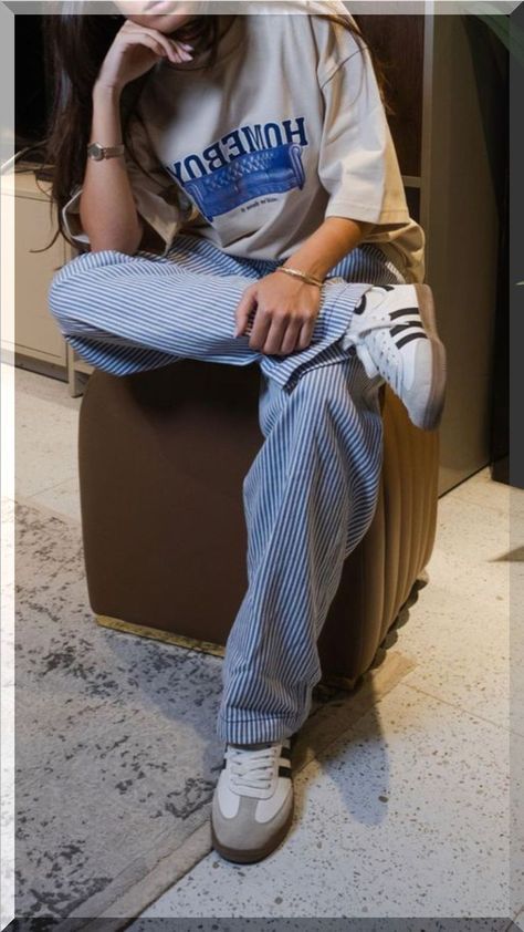 #BEAUTY ,#REALATIONSHIPS #Fashion #Outfits #Summer Outfits #Animals Blue Stripe Trousers Outfit, Railroad Stripe Pants Outfit, Layers Outfits Spring, Striped Pajama Pants Outfit, Pyjama Pants Outfit Street Styles, Pinstripe Linen Pants Outfit, Striped Linen Trousers, Blue Striped Trousers Outfit, Striped Blue Pants Outfit