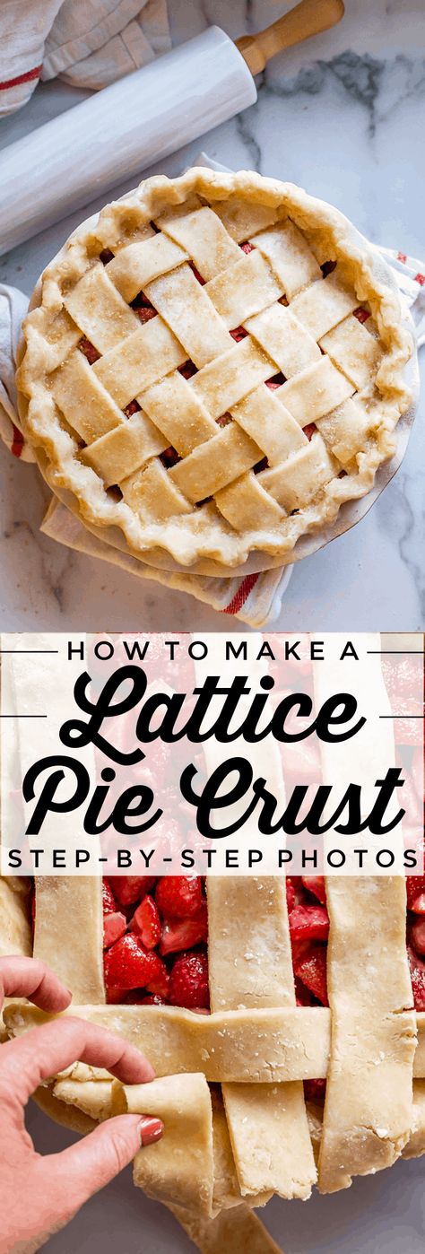 How to Make a Lattice Pie Crust (Step by Step Photos) from The Food Charlatan. Learn how to make a lattice pie crust with this easy step-by-step photo process! I show you EVERY step so you don't get confused, from rolling out the dough to crimping the edges. Lattice pie crusts are so beautiful, and take your pie to the next level. Once you get the hang of it, it's really pretty fun! #pie #crust #lattice #design #crustdesigns #howto #crustrecipe #easy #recipe #top Crumble Recipes, Lattice Pie Crust, Lattice Pie, Pie Crust Designs, The Food Charlatan, Food Charlatan, Pie Crusts, Best Pie, Pie Tops