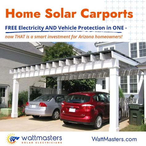 home solar carports are a great way to produce free electricity while shading and protecting your vehicles. Carport With Solar Panels, Solar Panel Carport, Solar Carport Design, Solar Pergola, Solar Carport, Free Electricity, Solar System Design, Energy Ideas, Car Port