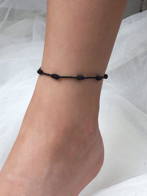 Black Anklet, Knot Decor, Foot Jewelry, Gold Jewelry Fashion, Ear Jewelry, Acrylic Colors, Body Jewelry, Anklets, Gold Jewelry