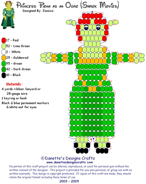 Easy Pony Bead Patterns, Shrek Crafts, Pony Bead Patterns Easy, Bead Animals Patterns, Pony Bead Animals, Bead Animals, Pony Bead Projects, Diy Kandi Bracelets, Pony Bead Bracelets