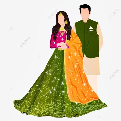 Mehndi Card Background, Mehndi Caricature, Shaadi Ideas, Groom Cartoon, Whatsapp Dps, Couple Illustration Wedding, Bride And Groom Cartoon, Mehndi Bride, Illustration Wedding