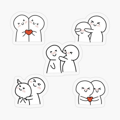 Cute Love Design, Cute Lovely Drawing, Cute Stickers For Couples, Diy Cute Stickers Aesthetic, Cute Art For Bf, Cute Drawing For Couples, Cute Cartoon Drawings Couples, Cute In Love Drawings, Two Couple Drawing