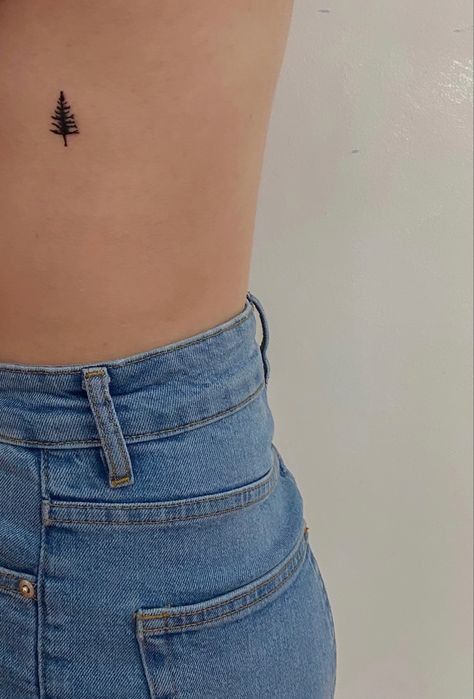 Small Pine Tree Tattoo Simple, Christmas Tattoo Minimalist, Bc Tattoo Ideas, Oregon Tattoo Ideas Simple, Tiny Pine Tree Tattoo, Canadian Tattoo For Women, Washington Tattoo Ideas, Fine Line Pine Tree Tattoo, Small Pine Tree Tattoo