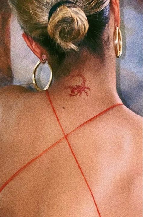 Scorpio Tattoo, Scorpion Tattoo, Petite Tattoos, Tattoos Geometric, Red Ink Tattoos, Red Tattoos, Classy Tattoos, Discreet Tattoos, Spine Tattoos