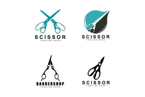 Scissors Logo Design, Logo Scissors, Scissors Logo, Brand Illustration, Aesthetic Backgrounds, Barber Shop, Vector Art, Vector Free, Logo Design