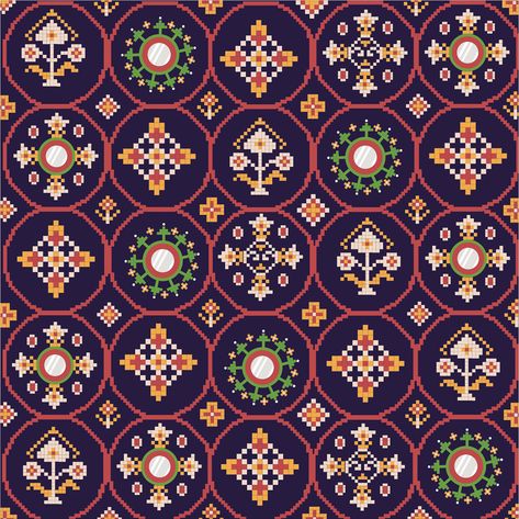 FW19 CHUBAK PROJECT THEME: PATOLA CRAFT on Behance Patola Motifs Design, Patola Design Pattern, Patola Motifs, Patola Border, Aztec Pattern Art, Patola Pattern, Textile Pattern Design Fashion, Bird Silhouette Art, Patola Print