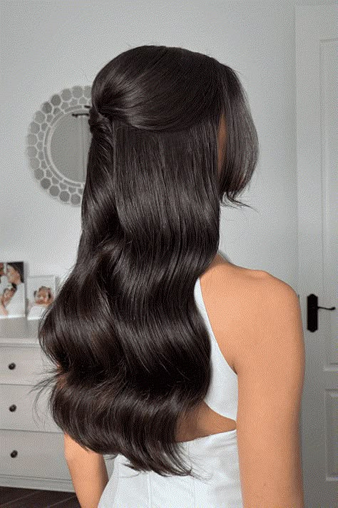 half up half down hairstyles, curly hair styling, wedding hair inspiration Half Ponytail Hairstyles, Professional Updos, Half Up Half Down Curls, Half Down Curly Hairstyles, Half Up Half Down Curly, Down Curly Hairstyles, Rock Your Locks, Ladies Hairstyles, Half And Half Hair