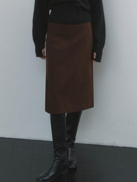 The COMOS 1289 H-line soft wool pencil skirt in brown is a sophisticated midi-length piece crafted from premium wool blend material (60% wool, 40% polyester) with a classic slim silhouette and back hem slit for mobility. The skirt features a comfortable low-waist design with thin banding for a firm silhouette, making it ideal for pairing with blouses in any season. Its minimal and timeless design, combined with quality construction and soft-touch fabric, positions this piece as a versatile wardrobe investment that can be worn year after year.Color: brown Pencil Midi Skirt, Wool Pencil Skirt, Versatile Wardrobe, Midi Skirt Pencil, Soft Wool, Low Waist, Midi Length, Timeless Design, Investment