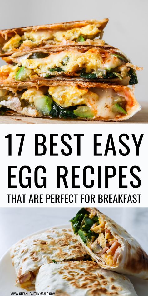 Love eggs for breakfast? Check out these tasty, for the most part, healthy and easy breakfast ideas with eggs! From breakfast egg quesadillas through breakfast scrambles to easy egg muffins that you can meal prep, this collection of simple egg recipes has everything you need to start your day right! Easy Breakfast Ideas With Eggs, Simple Egg Recipes, Egg Sandwich Healthy, Breakfast Ideas With Eggs, Quick Egg Recipes, Ideas With Eggs, Egg Recipes For Lunch, Easy Egg Breakfast, Easy Egg Muffins