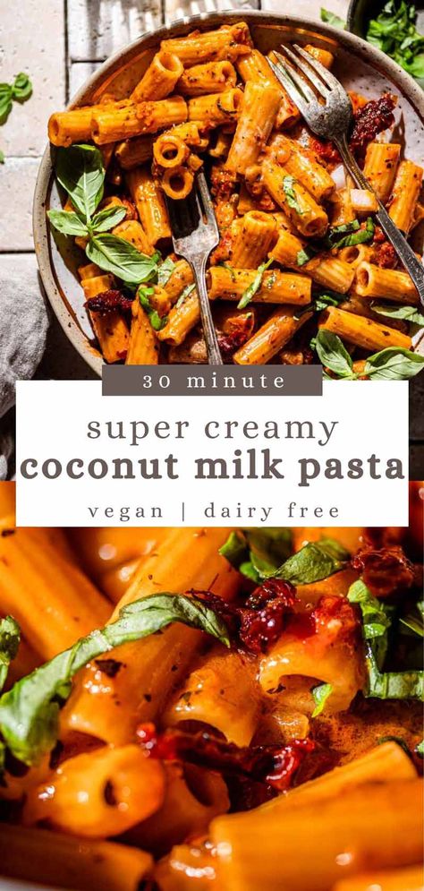 Creamy Coconut Milk Pasta Sauce (Vegan) Coconut Cream Pasta Sauce, Coconut Milk Pasta Sauce, Milk Pasta Sauce, Coconut Milk Pasta, Coconut Pasta, Milk Pasta, Tomato Basil Pasta Sauce, Basil Pasta Sauce, Creamy Pasta Sauce