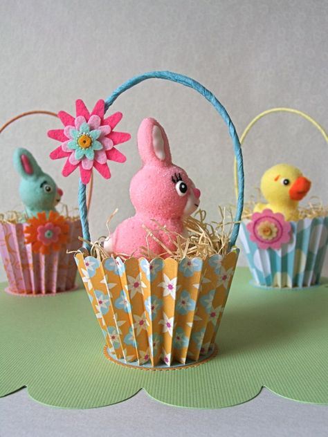 Easter Basket Paper Easter Basket, Mini Easter Basket, Easter Favors, Easter Basket Diy, Easter Crafts Diy, Easter Time, Hoppy Easter, Paper Crafts For Kids, Easter Fun