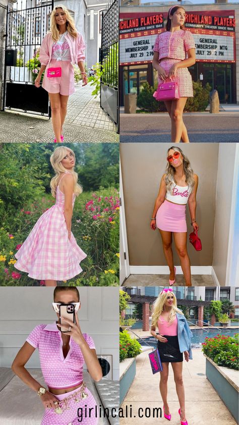 Margo Robbie Barbie Outfits, Movie Themed Outfits, Barbie Outfit Inspiration, Barbiecore Birthday, Barbie Doll Aesthetic, Barbie Outfits For Women, Barbie Costume Ideas Women, Barbie Party Outfit, Barbie Themed Outfits