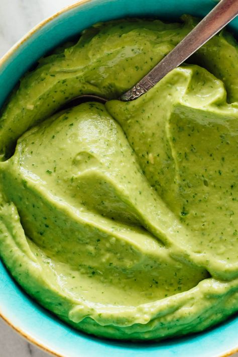 Creamy Avocado Dip, Avocado Dip Recipe, Mexican Entrees, Cookie And Kate, Avocado Creme, Creamy Avocado Sauce, Cuisinart Food Processor, Best Guacamole Recipe, Avocado Dip