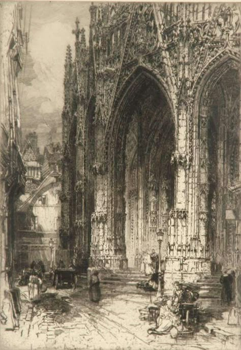 Hedley Fitton, 1859-1929, British Architecture Drawing Art, Wow Art, Gothic Architecture, Art Institute Of Chicago, 판타지 아트, Architecture Sketch, Environment Concept Art, 영감을 주는 캐릭터, Gothic Art