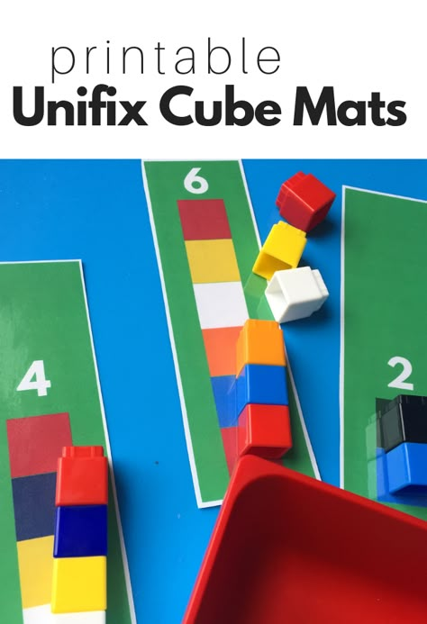 Free printable unifix cube mats for preschool math center #math #preschool #prek Unifix Cube Activities, Preschool Math Center, Preschool Math Centers, Math Preschool, Math Kindergarten, Preschool Resources, Prek Math, Math Center Activities, Numbers Preschool