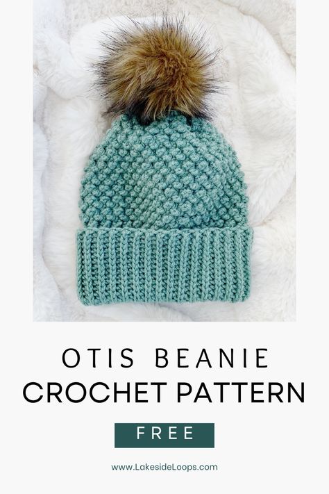 Otis Crochet Bobble Beanie – FREE PATTERN – Lakeside Loops Crochet Toddler Hat, Beanie Pattern Free, Crochet Beanie Pattern Free, Bobble Stitch Crochet, Crochet Bobble, Winter Crochet, Hat Patterns Free, Crochet Toddler, Modern Crochet Patterns