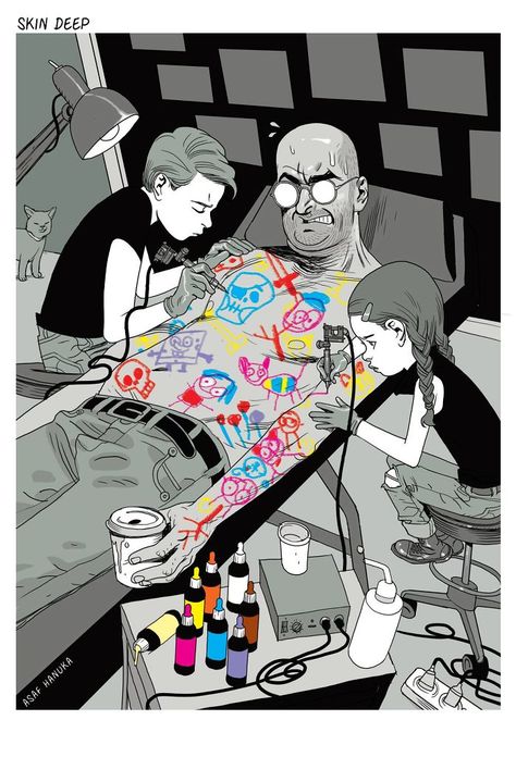 25+ Satirical Illustrations By The Realist That Will Make You Think Asaf Hanuka, Satirical Illustrations, Tattoo Style Drawings, Dope Art, Comic Illustration, Satire, Tattoo Studio, Aesthetic Art, No. 2