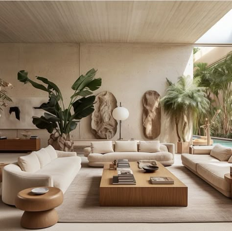 Weekend House Interior, Desert Living Room, Simple Living Room Decor, Earthy Home, Pool Villa, Mediterranean Design, Home Design Living Room, Luxury House Designs, Boho Living Room