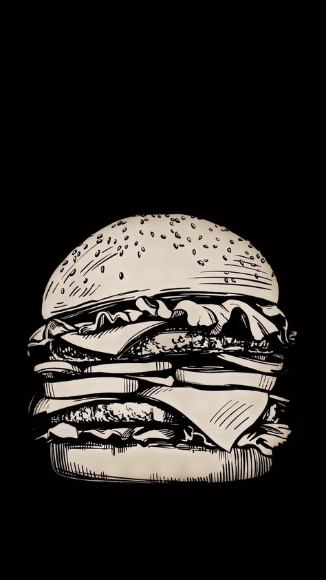 Burger Wallpaper, Burger Images, Dark Art Illustrations, Dark Art, Illustration Art, Wallpapers, Illustrations, Black And White, Collage