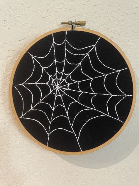 How To Sew A Spider Web, Jacket Stitching Ideas, Embroider Spider Web, How To Embroider Spider Web, Spider Web Jacket, Spiderweb Cross Stitch, Spider Web Cross Stitch, Gothic Embroidery Design, Spiderweb Embroidery Designs