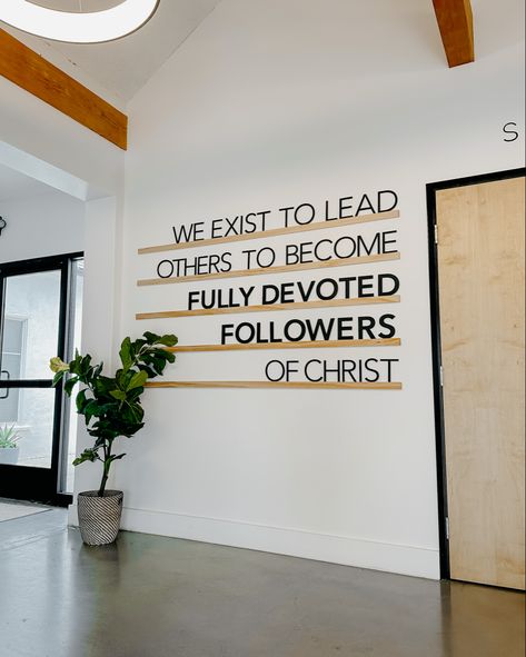 Modern Worship Space, Business Entryway Ideas, Church Lobby Furniture, Church Lobby Design Foyers Seating Areas, Youth Ministry Room Ideas, Missions Wall Church, Church Interior Design Modern, Church Missions Wall Display, Church Information Center