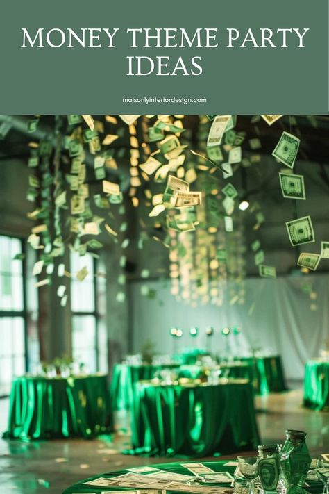 Planning a budget-friendly cash-themed party? Explore fun and creative ideas to make your celebration memorable! From unique money-themed games to stylish decorations and party favors, these tips cover everything you need. Set the scene with eye-catching decor, create exciting games that fit the money theme, and choose delightful favors for your guests. Engaging everyone at your bash has never been easier with these budget-friendly ideas! Join the fun and make your gathering unforgettable with our smart money theme concepts. Million Dollar Party Theme, Money Shower Ideas, Lottery Themed Birthday Party, Money Party Decorations, Money Party Theme Decoration, Money Party Theme, Money Themed Birthday Party, Money Theme Party Ideas, Money Themed Party