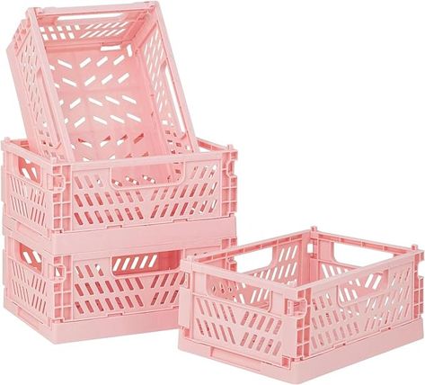 Amazon.com : 4-Pack Pink Plastic Storage Crate,Small Baskets for Organizing, Collapsible Storage Crates for Desk Organizers, Stackable Cute Storage Bins for Classroom,Office,Home,Bathroom,Girls Room Decor : Office Products Cute Storage Bins, Small Baskets, Storage Crates, Cute Storage, Girl Bathrooms, Storage Crate, Plastic Crates, Collapsible Storage, Bathroom Bin