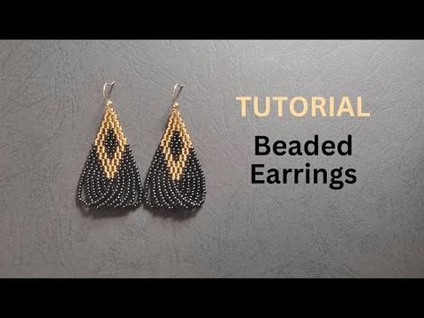 How to make seed bead drop earrings, beaded earrings tutorial step by step - YouTube Indigenous Beaded Earrings Tutorial, How To Make Beaded Earrings Tutorials, How To Make Beaded Earrings, Seed Bead Earrings Tutorial, Beaded Earrings Tutorial, Purple Beaded Earrings, Seed Bead Art, Bead Drop Earrings, Earrings Tutorial