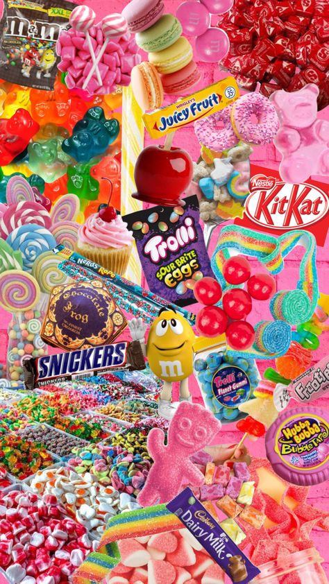 How To Make Yummy Food, Candy Wallpaper Aesthetic, Aesthetic Candy Wallpaper, Candy Wallpaper Iphone, Candy Background Wallpapers, Food Collage Wallpaper, Candy Wallpaper Sweets, Candy Wallpaper, Sweets Art