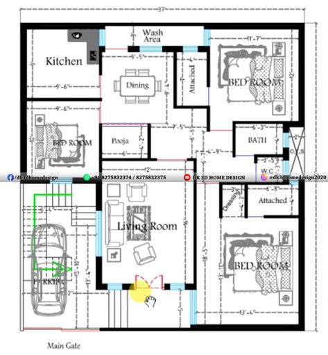 1600 sq ft house plan is best 3bhk house plan with 2 master bedrooms. 40x40 house plan with parking made by our expert floor planners team 3bhk House Plan, 3 Bedroom Home Floor Plans, North Facing House, 2bhk House Plan, Floor Planner, Indian House Plans, Little House Plans, Affordable House Plans, Pole Barn House Plans