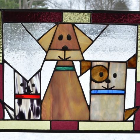 SerbicGlassDesign - Etsy Vets Office, Suncatcher Ideas, Stained Glass Dogs, Stained Glass Mosaic Art, Stained Glass Project, Stain Glass Window Art, Dog Window, Cat Stain, Stained Glass Patterns Free