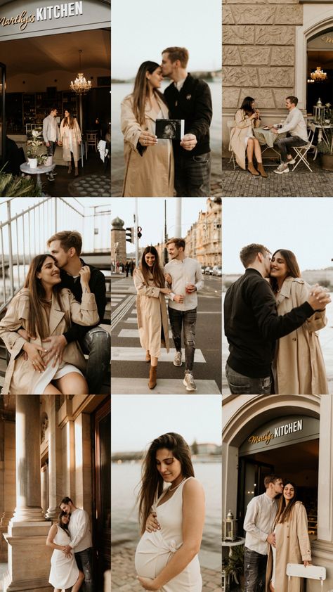 Pregnant Couple Outdoor, Maternity Photo Shoot Ideas In The City, New York City Maternity Photos, City Maternity Shoot Winter, Maternity Photo Shoot Ideas City, Street Maternity Photoshoot, Maternity Couple Outfits, Pregnant Outfit Spring, Downtown Maternity Photos