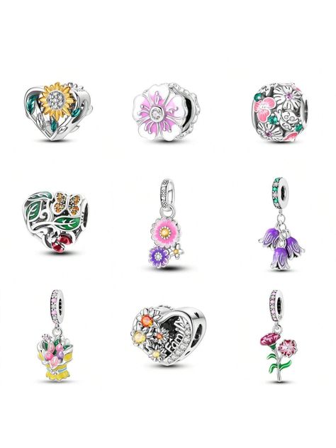 1 PCS S925 Sterling Silver Charm Flower Elements Carnation Sunflower Tulip Cherry Blossom Pendant Beads Suitable For Bracelet Necklace DIY Fine Jewelry Making Pendant Gift For Women Birthday Gift For Mom Silver Initial Letters     Beads   Jewelry Making, size features are:Bust: ,Length: ,Sleeve Length: Clover Leaves, Pandora Charms Bracelet, Butterfly Crown, Bracelet Pendant, Diy Charm Bracelet, Diy Jewelry Accessories, Charms Bracelet, Flower Butterfly, Color Flower