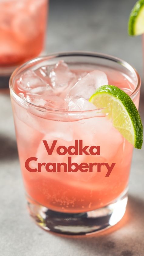 Experience the perfect blend of premium vodka and the tangy sweetness of cranberry juice in every sip. This classic cocktail is a timeless favorite, ideal for any occasion. Shake, pour, and garnish with a lime wedge for a burst of flavor. Cheers to the Vodka Cranberry, a delightful and effortless choice for those who appreciate the classics! 🥂🍒 #VodkaCranberry Cocktail Recipes With Cranberry Juice, Vodka Tonic Recipe Cocktails, Vodka And Cranberry Drinks Cocktails, Drinks With Titos Vodka Cocktails, Easy Alcoholic Mixed Drinks, Cranberry And Vodka Recipes, Cranberry Vodka Drinks, Kettle One Vodka Drinks Recipes, Vodka Cranberry Cocktail Recipe