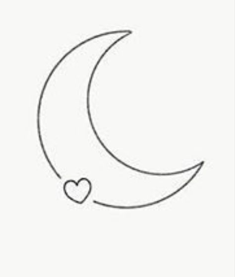 Moon With Heart Tattoo, Heart Moon Tattoo, Heart And Moon Tattoo, Moon Heart Tattoo, Single Needle Moon Tattoo, Moon And Heart Tattoo, Mini Crescent Moon Tattoo, Moon Tattoo Simple Crescent, Small Moon Tattoos For Women