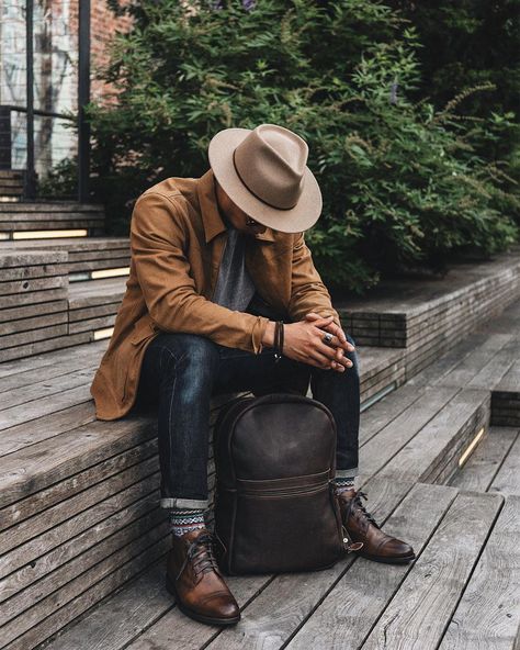 Fall Inspiration 🍂 Who’s Ready?! ----------------------------------------------------- ? Wide Brim Fedora Mens, Casual Boots Outfit, Mens Street Style Urban, Toms Outfits, Mens Street Style Winter, Mechanic Jacket, Mens Street Style Summer, Thursday Boot Company, Jean Jean