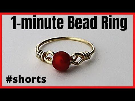 Rings With Beads And Wire, Rings Wire Wrapping, Rings Made With Wire, Wire Rings Ideas Easy, Wire Wrapped Bead Ring Tutorial, Jewelry Making Rings Wire, Wire Wrap Stone Ring, Diy Wire Rings With Beads, Wire Work Jewelry Rings