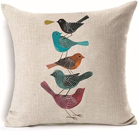 Amazon.com: LYNZYM Cotton Linen Square Throw Pillow Case Decorative Cushion Cover Pillowcover for Sofa 18"X 18" Bird Pillow Covers : Home & Kitchen Mermaid Pillow, Plain Cushions, Modern Cushions, Bird Pillow, Pillowcase Pattern, Garden Pillows, Linen Cloth, Sofa Throw Pillows, Decorative Cushion Covers