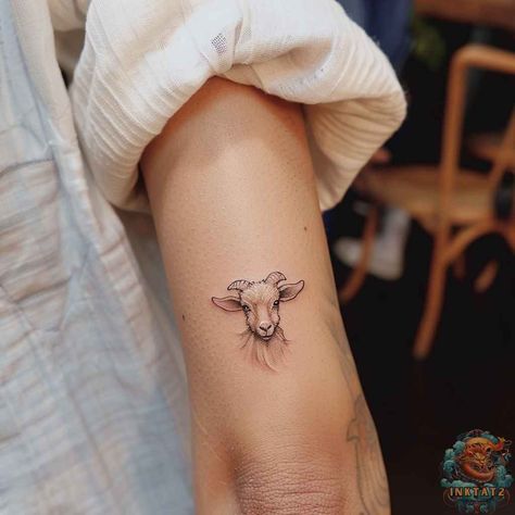 Unleashing the Adorable: The Charm of Goat Tattoos: 179 Designs - inktat2.com Goat Outline Tattoo, Mountain Goat Tattoo Design, Baby Goat Tattoo, Sea Goat Tattoo, Small Goat Tattoo, Cute Goat Tattoo, Mountain Goat Tattoo, Geometric Goat Tattoo, Goat Tattoo Design