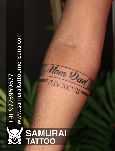 Band Tattoo With Name, Boys Tattoo Design, Name Tattoos On Back, Tattoo For Boys, Boys Tattoo, Tattoo Band, Band Tattoo Designs, Arm Band Tattoo, Dad Tattoos