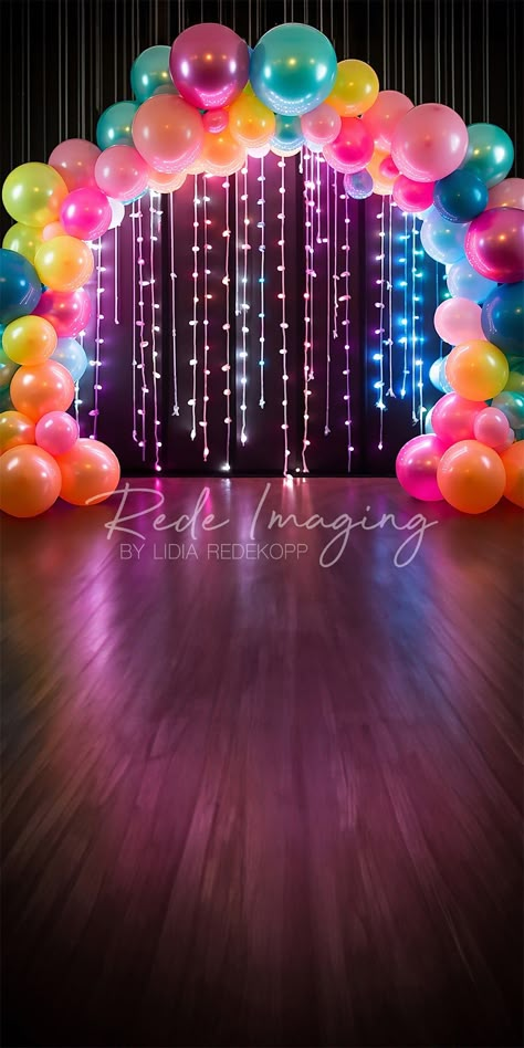 Neon Backdrop Ideas, Photo Backdrop Ideas Birthday, Neon Birthday Theme Ideas, Neon Party Table Centerpieces, Neon 13 Birthday Party, Dance Floor Birthday Party, Neon Photo Backdrop Ideas, Teen Theme Party Ideas, Neon Party Photo Backdrop