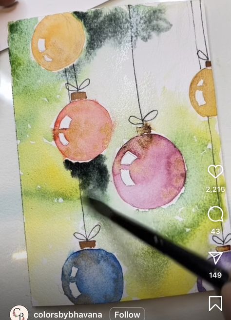 Watercolor Christmas Art, Xmas Cards Handmade, Watercolor Christmas Cards Diy, Watercolor Holiday Cards, Painted Christmas Cards, Homemade Books, Art Tutorials Watercolor, Christmas Card Art, Diy Watercolor Painting