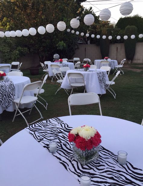 Zebra themed party Zebra Party, Party Themes, Table Decorations, Furniture, Home Decor