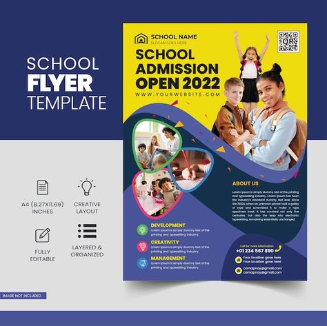 Summer School Flyer Design, Flyer Design School, School Ads Design, School Flyer Design Templates, Education Poster Creative, School Flyer Design, Back To School Flyer, School Results, School Post